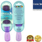 Giorgio GION1-2PP Neon Purple Set of 2 Gentle Touch Detangler Hair Brush for Men and Women. Soft Bristles for Sensitive Scalp. Wet/Dry for all Hair Types. Scalp Massager Brush Stimulate Hair Growth
