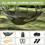 Camping Hammock with Mosquito Net and Ridge Rope, Extra Large - Image 9