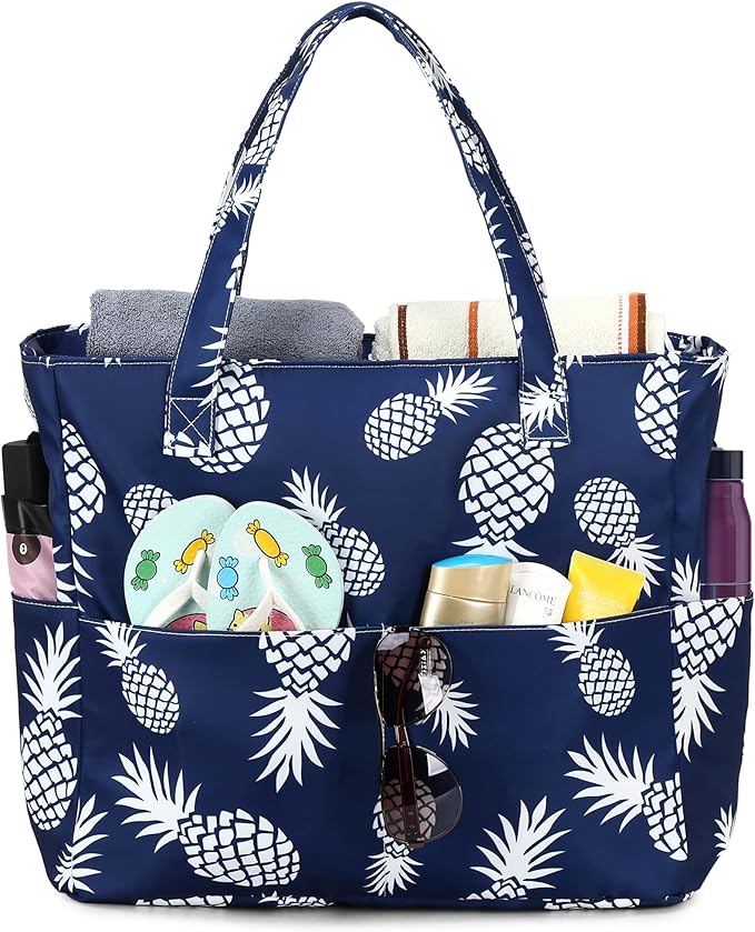 LEDAOU Large Beach Tote Bag Women Waterproof Sandproof Zipper Beach Tote Bag by LEDAOU