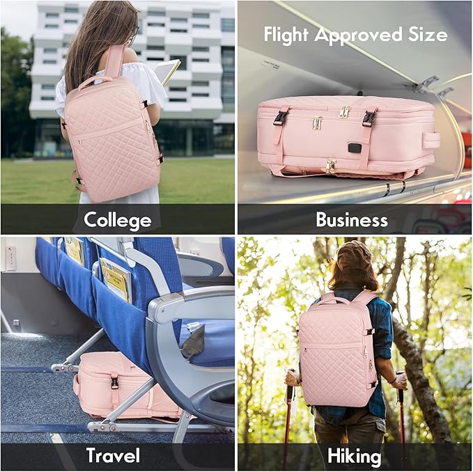 MOMUVO Large Travel Backpack Women, Flight Approved Carry On Backpack, Water - Image 7