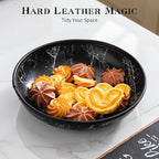 2025 Improved Design Round Marbled Leather Valet Tray Organizer Set of 2 - Image 6