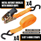 Cartman 1" x 15' Ratchet Tie Down up to 1500lbs 4pk in Carry Bag, - Image 2