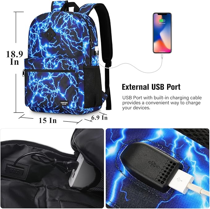 17.3 Inch School Backpack, Lightweight Bookbag Men and Teen Boy Back Pack - Image 5