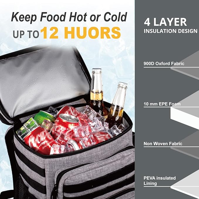 Tactical Backpack Cooler, Soft Lightweight Leakproof Cooler Backpack, Insulated - Image 3
