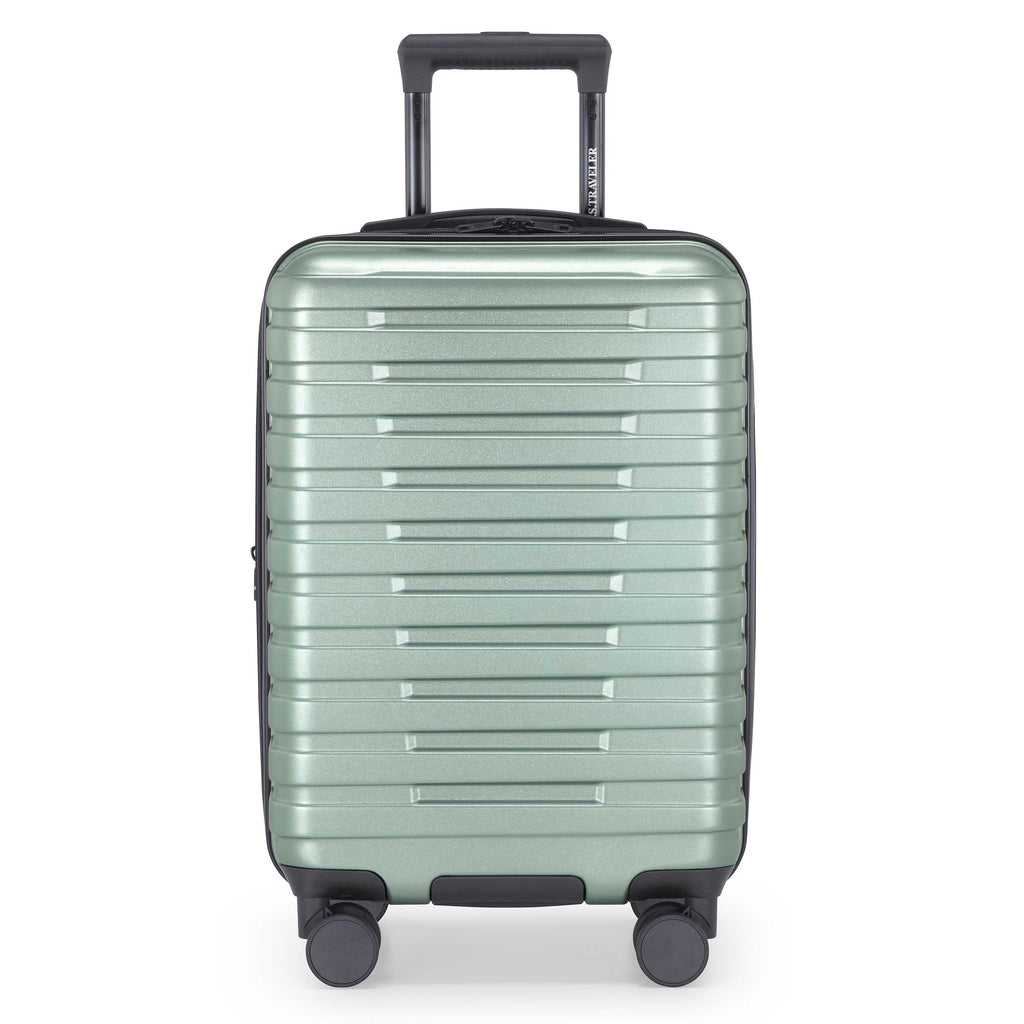 Boren Expandable Hardside Rugged Travel Luggage with 8 Spinner Wheels (Carry-on 22-Inch, USB Port in Carry-On / Metallic Lime Green)