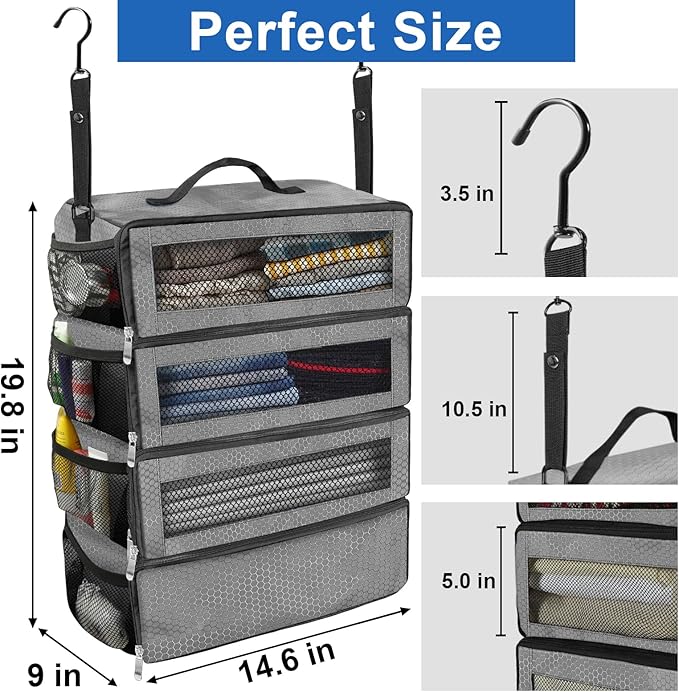 Suitcase Organizer, Travel Luggage Organizer Portable Hanging Travel Shelves - Image 4