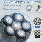 6D Electric Head Shaver for Men, Magnetic Wet & Dry Razor Electric Razor Hair Trimmer, IPX6 Waterproof, LED Display, Rechargeable Cordless Grooming Kit