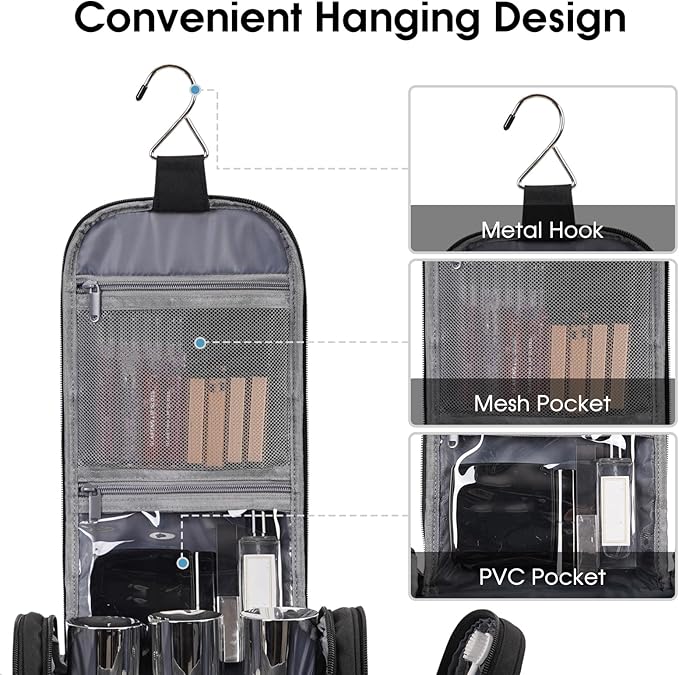 Narwey Hanging Toiletry Bag for Women Travel Makeup Bag Organizer Toiletries - Image 4