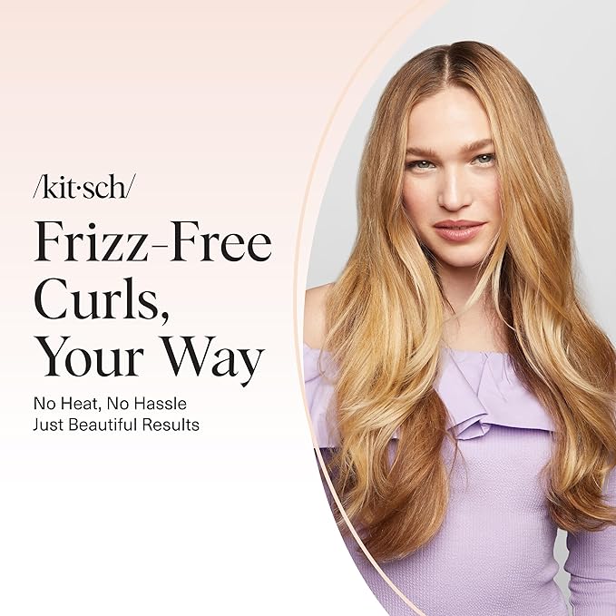 Kitsch XL Satin Heatless Hair Curler Set - Heatless Curls for an Overnight Blowout, Comfortable Hair Curlers to Sleep In for Frizz-Free, No Heat Damage Styling, Jumbo Curling Rod Headband - Chocolate