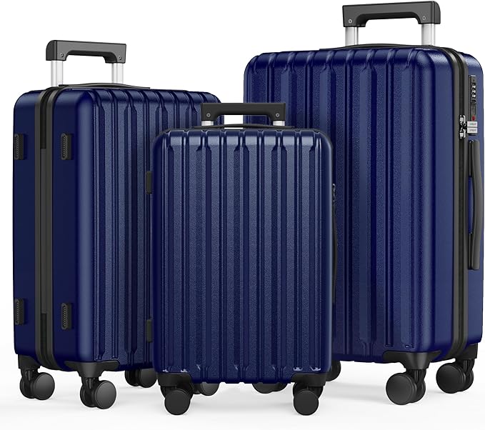 SHOWKOO Luggage Sets 3 Piece 100% PC Ultra Tough Hardside Expandable Suitcases by SHOWKOO