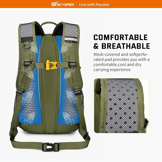 SKYSPER Small Hiking Daypack, 20L Lightweight Travel Backpacks Day Hike Pack - Image 2