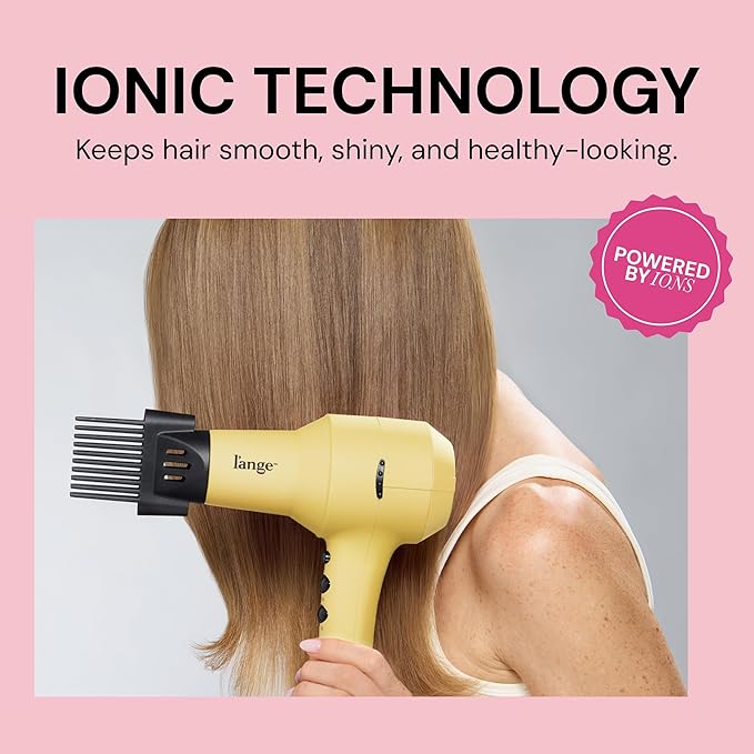 L'ANGE HAIR PowerStyle Turbo Ionic Hair Dryer | 1875 Watt Professional Blow Dryer with Diffuser & Concentrator | Multiple Heat & Speed Settings for Fast Drying | Salon-Grade Styling Tools, Yellow