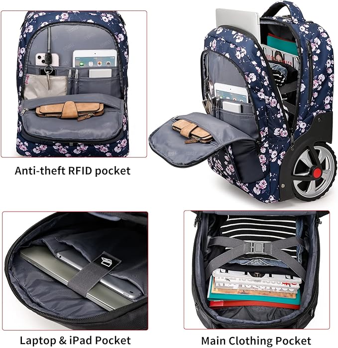 Rolling Backpack, Waterproof Backpack - Image 3