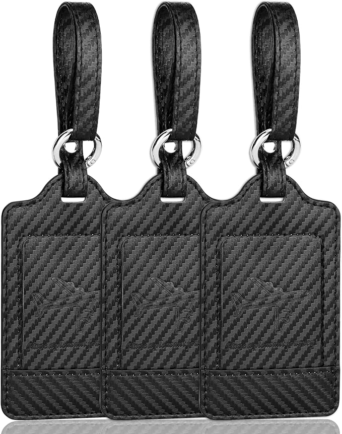 Teskyer Luggage Tags, 3 Pack Premium PU Leather Luggage Tags by TESKYER