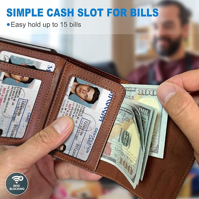 Wallet for Men, with Cash Pocket 2 ID Window 9-13 Cards, Metal Case Smart Slim - Image 4