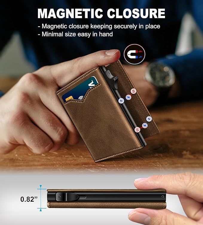 Wallet for Men, with Cash Pocket 2 ID Window 9-13 Cards, Metal Case Smart Slim - Image 3