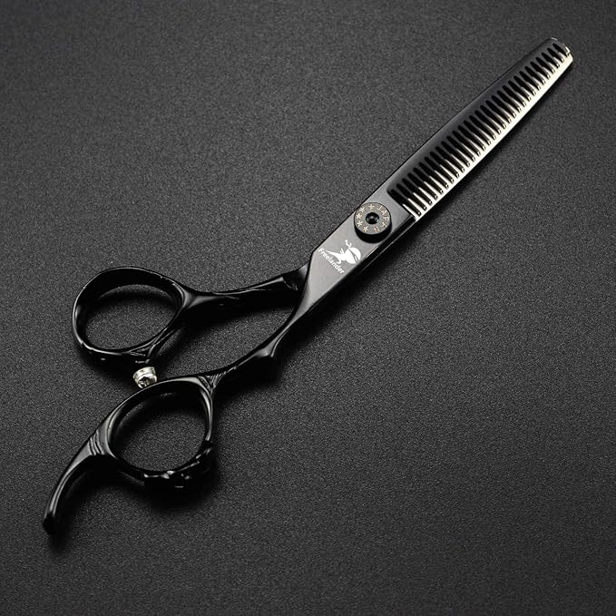 Hair Cutting Scissors, 6.0 Inch Black Professional Japan 440C Hair Cutting Shears - Salon Hair Blending/Thinning/Texturizing Scissor, Hand Sharpened