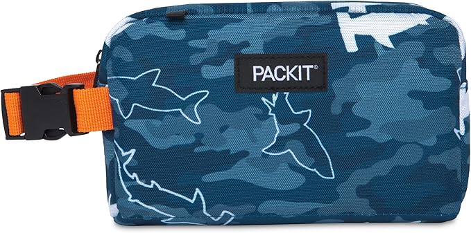 PackIt Freezable Snack Box, Camo Shark, Built by PackIt