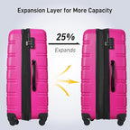 Merax Luggage sets of 3 Piece 20 24 IN Carry on Luggage Hard Case Pink Luggage - Image 2