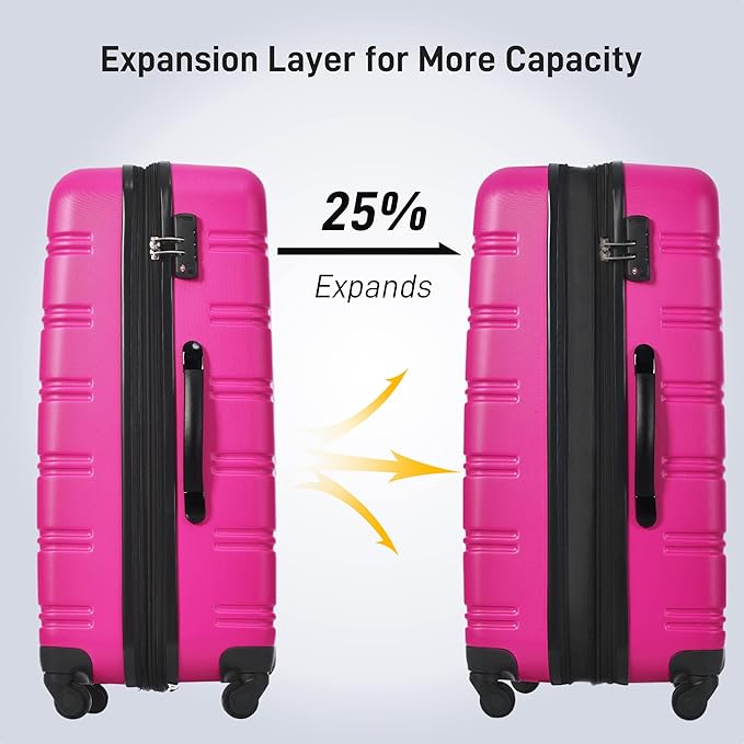 Merax Luggage sets of 3 Piece 20 28 IN Carry on Luggage Hard Case Pink Luggage - Image 2