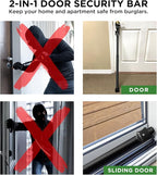 Adjustable Sliding Door Security Bar, Door Jammer 2-in-1 Adjustable Door Knob - Image 5