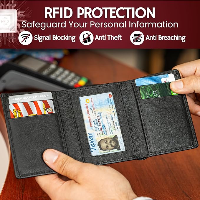 BULL GUARD Mens RFID Wallet, ID and Secret Pocket, Trifold - Image 3