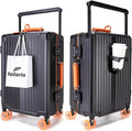 feilario 20" Aluminum Frame Wide Handle Hard Shell Carry On Suitcase by feilario