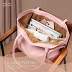 KALIDI Large Tote Bag Vegan Leather Casual Zipper Work Bag Weekender Hobo - Image 4