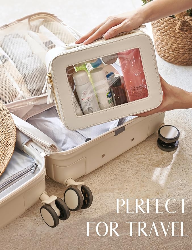 Popvibe Clear Makeup Bag Travel Cosmetic Case Transparent Toiletry Bag - Image 7