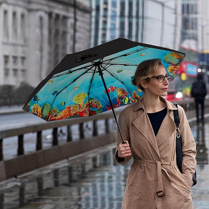 LLanxiry Compact Travel Umbrella, Mini Windproof Umbrellas - Image 7