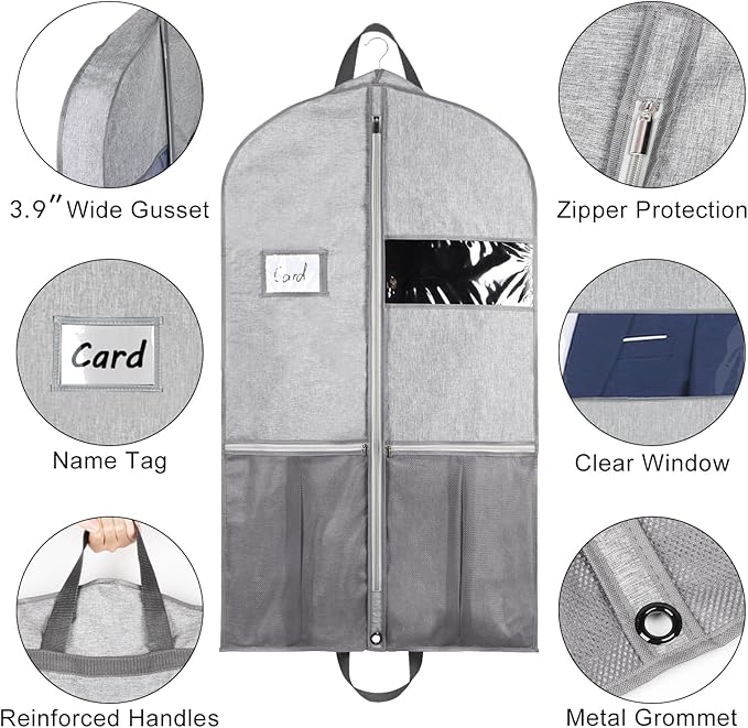 Zilink Heavy Duty Garment Bags for Travel 43”Suit Bags for Hanging Clothes - Image 3