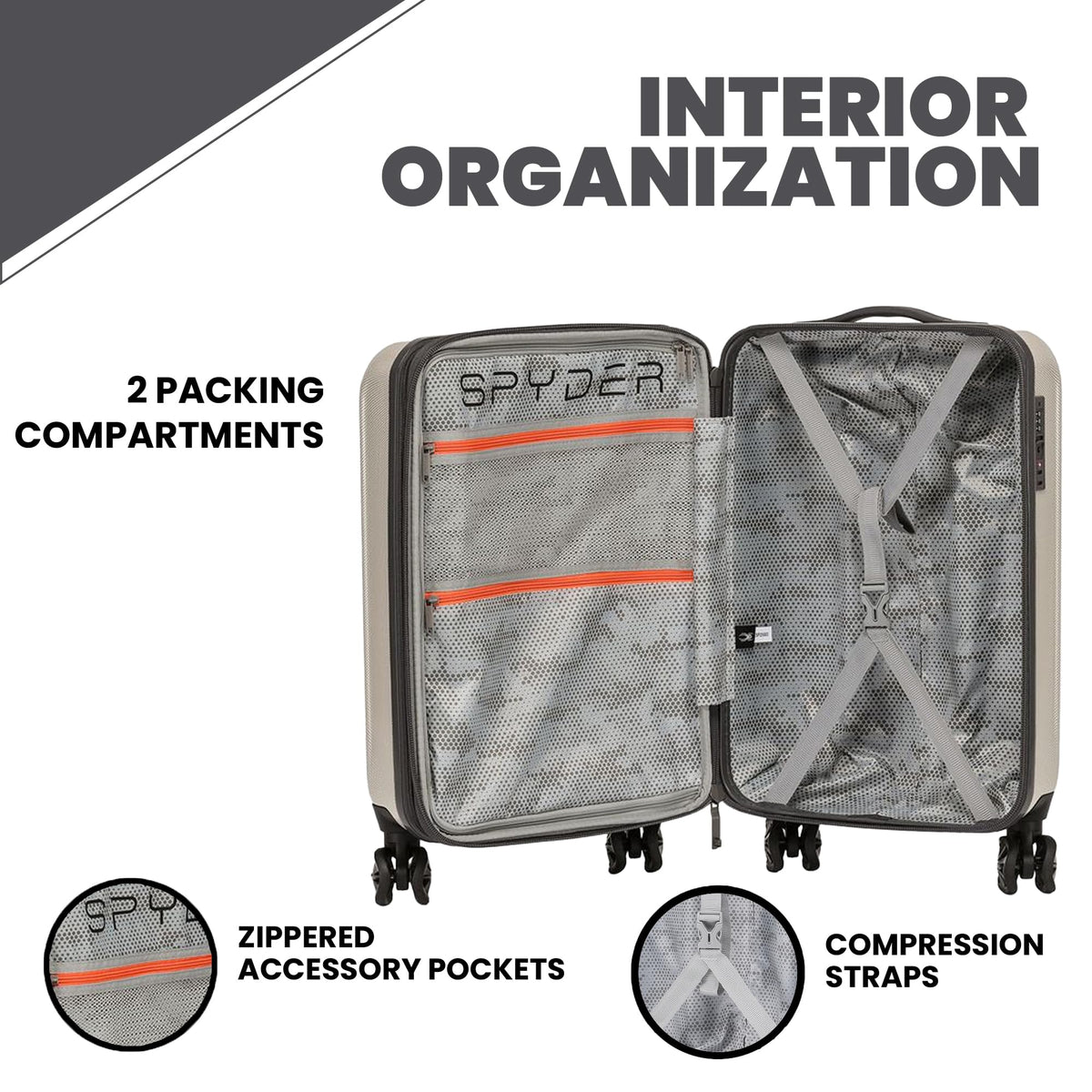Rails Expandable Hardside Upright Suitcase with 360 Spinner Wheels (Oatmeal / Carry-On)