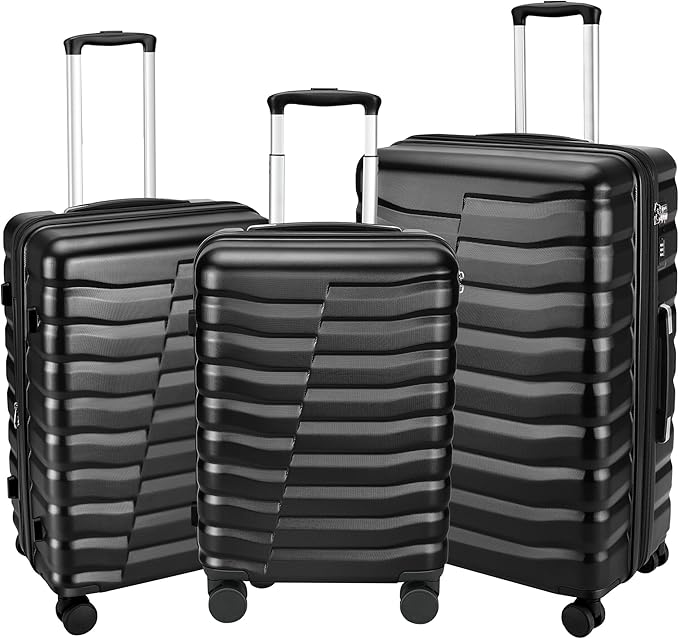 Lightweight Luggage with Spinner Wheels & YKK Zipper, Hard Shell 3-Piece by WireHot