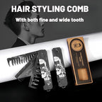 1PC 3 In 1 Folding Pocket Comb for Men, Fine & Wide Tooth for Travel and Everyday Grooming Combing Hair, Beard or Mustache Styling Comb for Slicked-back, Quiff, Pompadour, Fauxhawk, Undercut