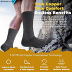 FOOTPLUS Hiking Copper Compression Socks, Unisex Cushioned Sole Arch Support - Image 2