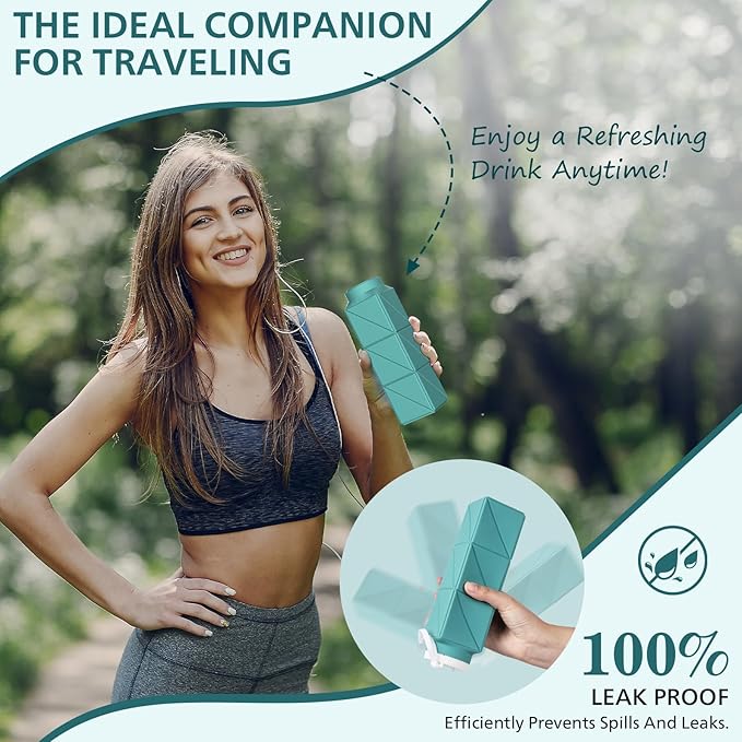 610ml Collapsible Water Bottles Upgrade Foldable Water Bottle BPA Free Reusable - Image 4