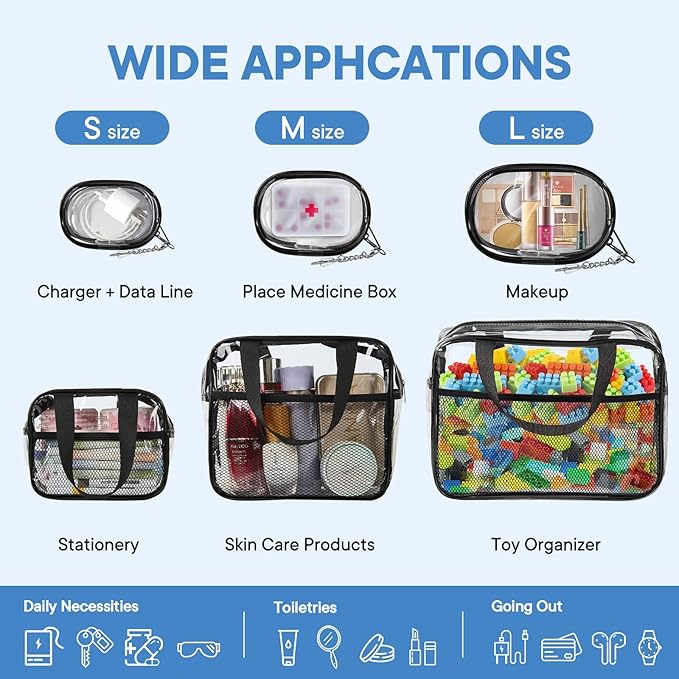 XEWEA Clear Travel Toiletry Bags & Small Electronic Accessories Organizer Case - Image 5