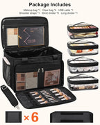 TANTO Extra Large Makeup Bag Travel Makeup Case Professional Makeup Artist Bag with 4 Clear Pouches Hairstylist Cosmetic Bag with Detachable Dividers and Shoulder Straps
