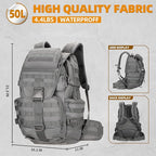 50L Military Tactical Backpack Hiking Waterproof Backpack Large Military Pack 3 - Image 2