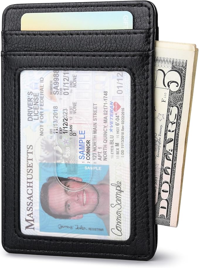 Buffway Mens Slim Wallet, Minimalist Thin Front Pocket Leather Credit Card - Image 2