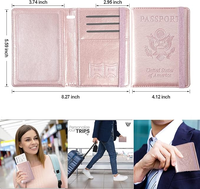 Eoehro Passport and Vaccine Card Holder, Passport Holder Vaccine Card Slot - Image 2