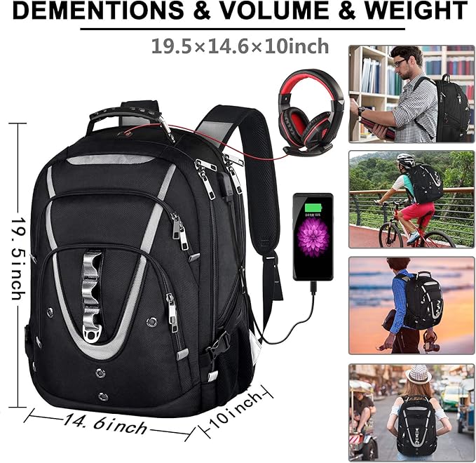 17 inch Laptop Backpack, Large Travel Backpack - Image 7