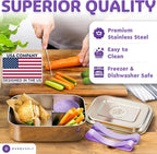 Everusely - Bento Box - Lavender, 60oz / 1.8 L - Stainless Steel Lunch Box - 3 - Image 6