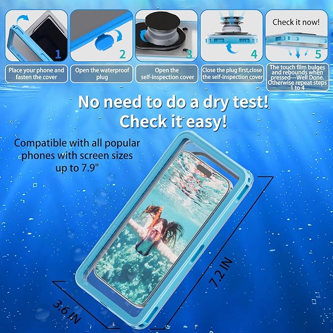 Waterproof Phone Pouch 7.5'', IPX8 Waterproof Floating Phone Case/Bag - Image 5