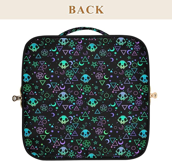 Makeup Organizer Bag, Magic Skulls Travel Makeup Bags Makeup Vanity Case Large Capacity Rhombus Cosmetic Toiletry Bag for Girl Women Ladies
