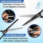 Professional Thinning Hair Cutting Shears & Barber Scissors for Hair Cutting Kit - Ideal for Kids, Men & Women - Premium J2 Japanese Stainless Steel shears for Salon, Home Use - 6.5 Inch