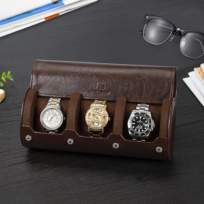 Watch Roll Travel Case: 3 Slot Watch Box Organizer - Image 3