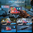 7 Inch Wireless Motorcycle Carplay GPS Navigation System with Apple Carplay and Android Auto Portable Screen with Dual Bluetooth (7 Inch+Magnetic Mount)