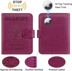 Airtag Passport Holder Cover Wallet RFID Blocking Leather Case Travel - Image 3