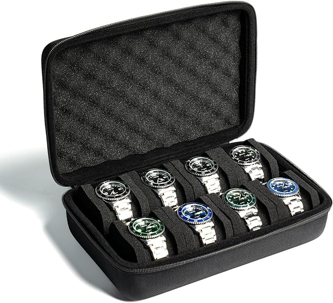 8 slots Watch Case, hard watch storage case, hard watch box, padded case by AUKURA